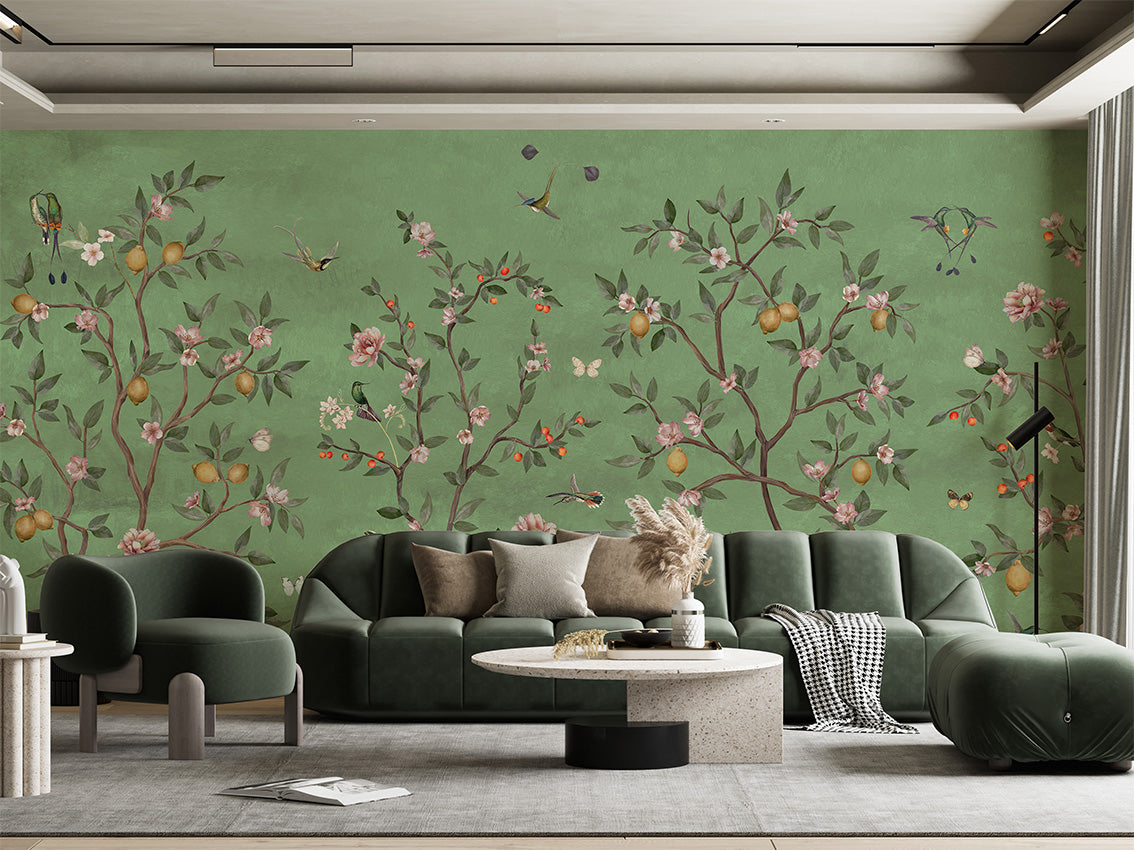 Lemon Tree Chinoiserie Wallpaper Mural