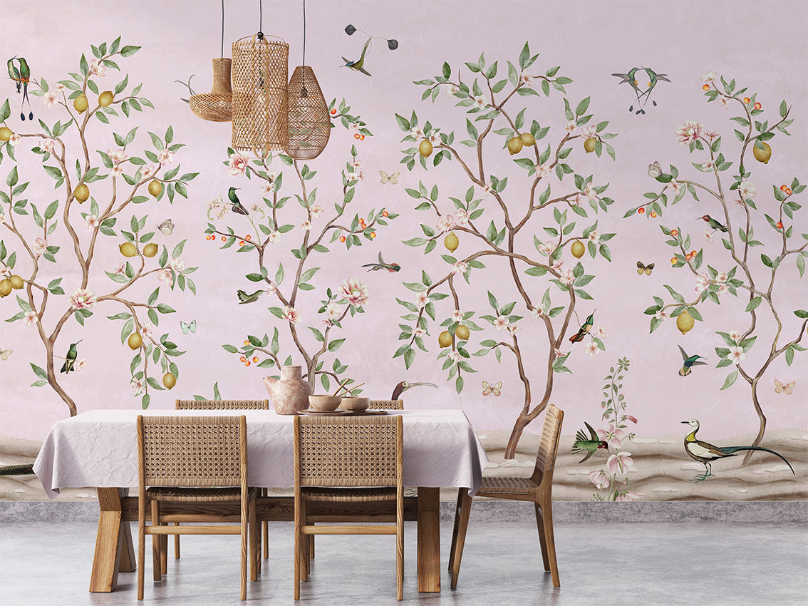 Lemon Tree Chinoiserie Wallpaper Mural