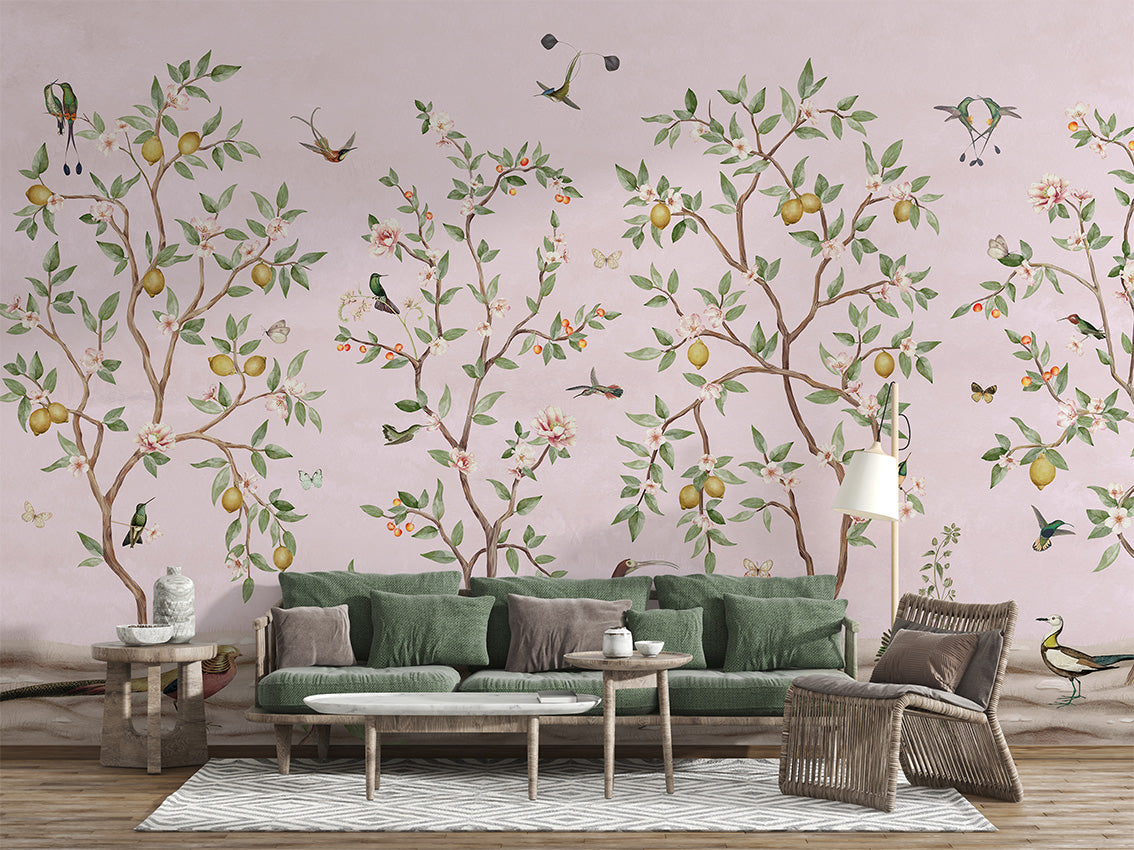 Lemon Tree Chinoiserie Wallpaper Mural