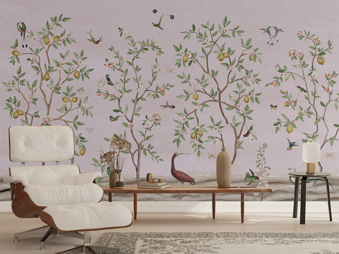 Lemon Tree Chinoiserie Wallpaper Mural