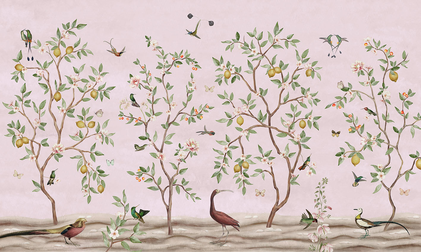 Lemon Tree Chinoiserie Wallpaper Mural