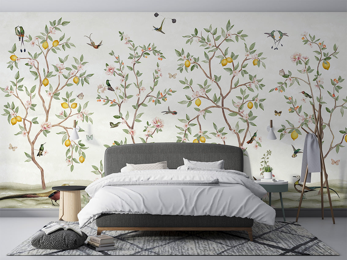 Lemon Tree Chinoiserie Wallpaper Mural