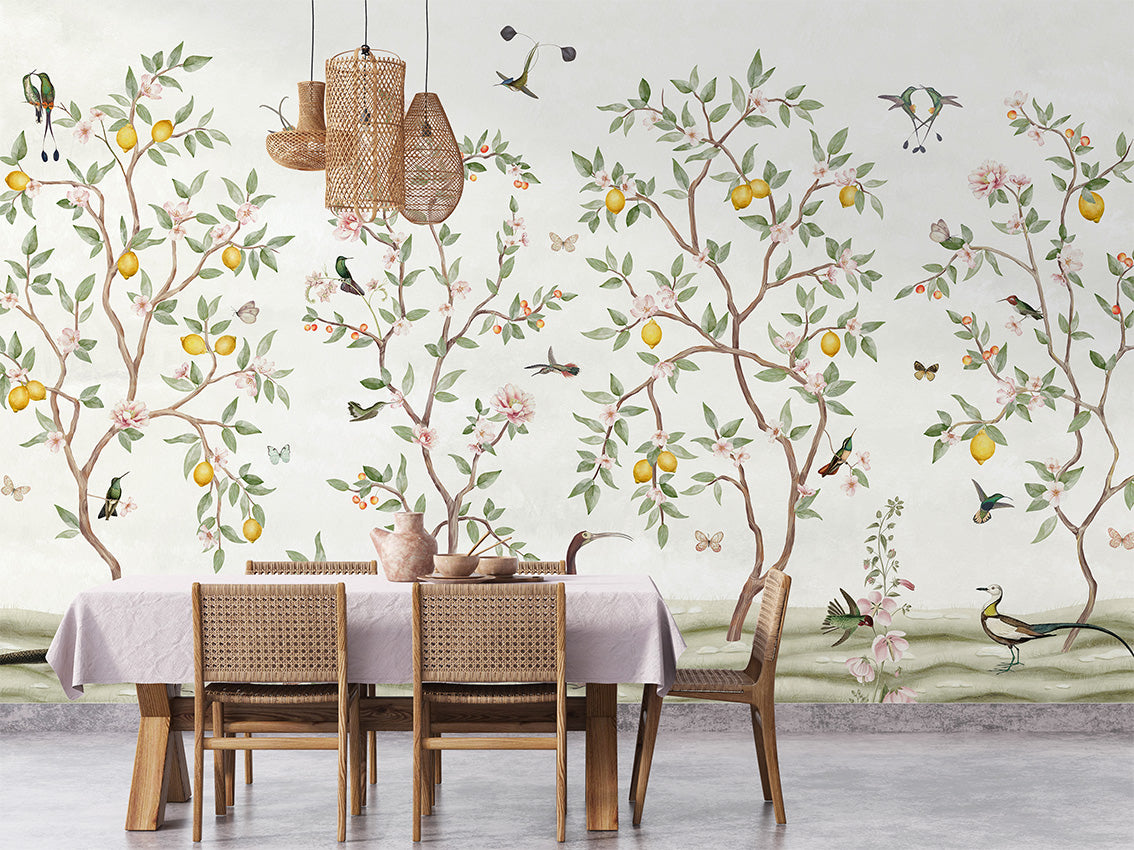 Lemon Tree Chinoiserie Wallpaper Mural