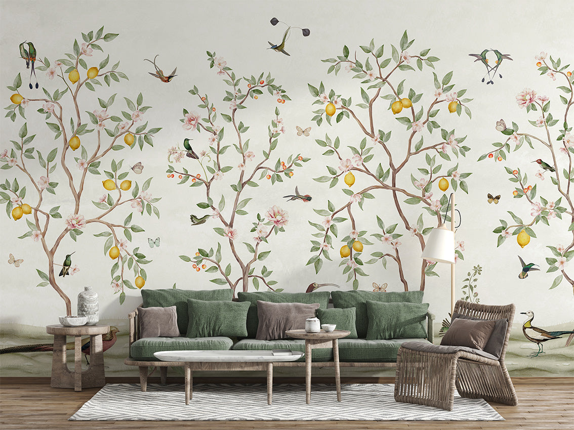 Lemon Tree Chinoiserie Wallpaper Mural