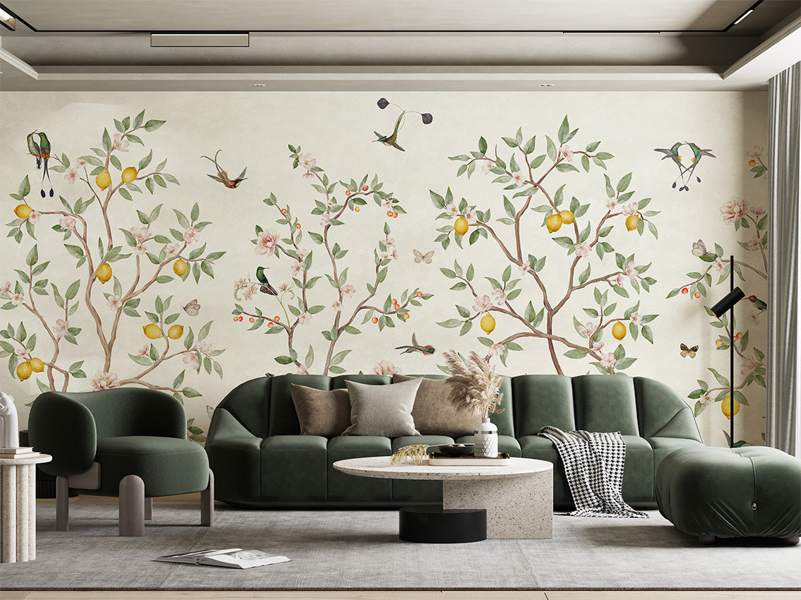 Lemon Tree Chinoiserie Wallpaper Mural