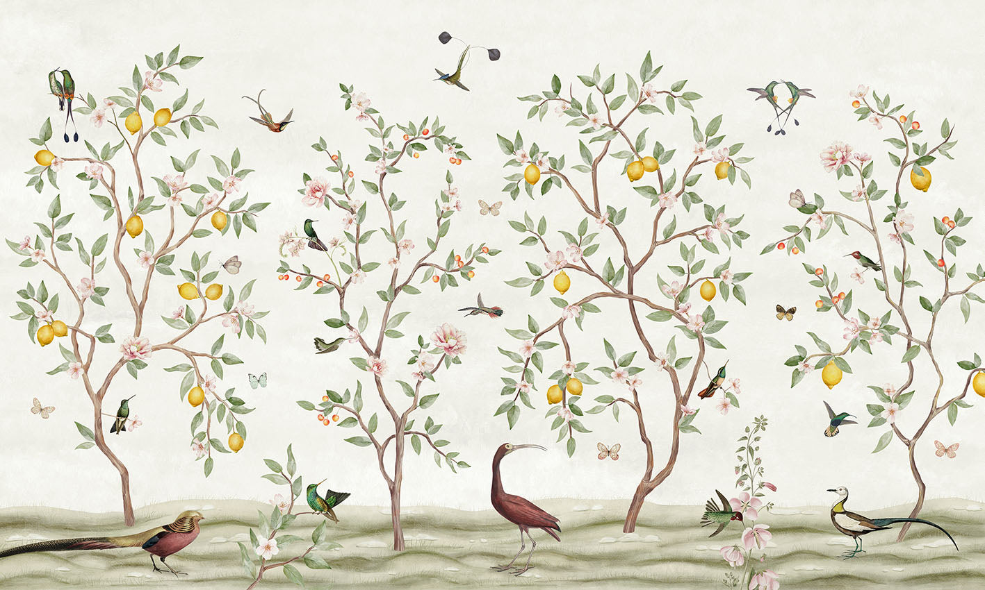 Lemon Tree Chinoiserie Wallpaper Mural