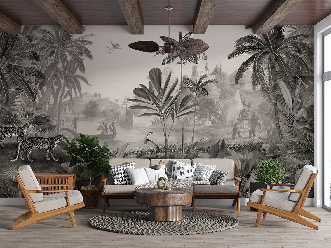 Leopard Landscape Tropical Jungle Wallpaper Mural