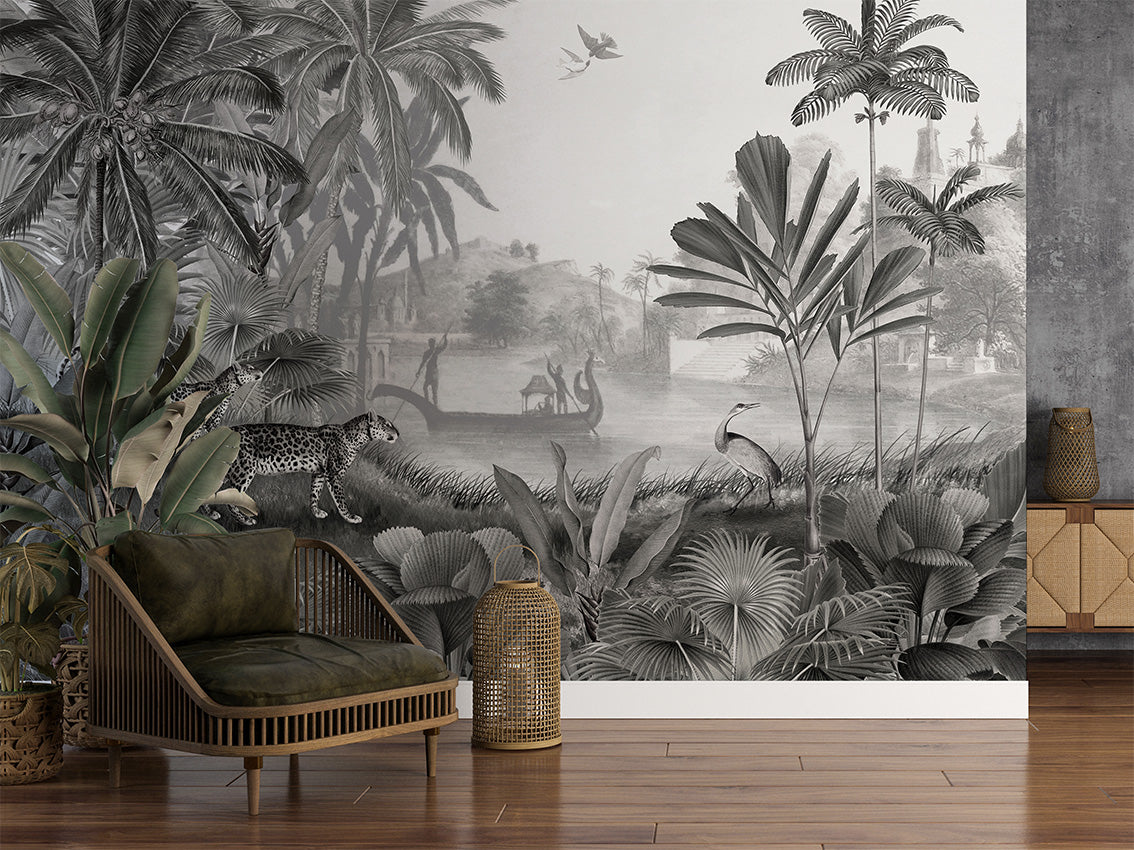 Leopard Landscape Tropical Jungle Wallpaper Mural