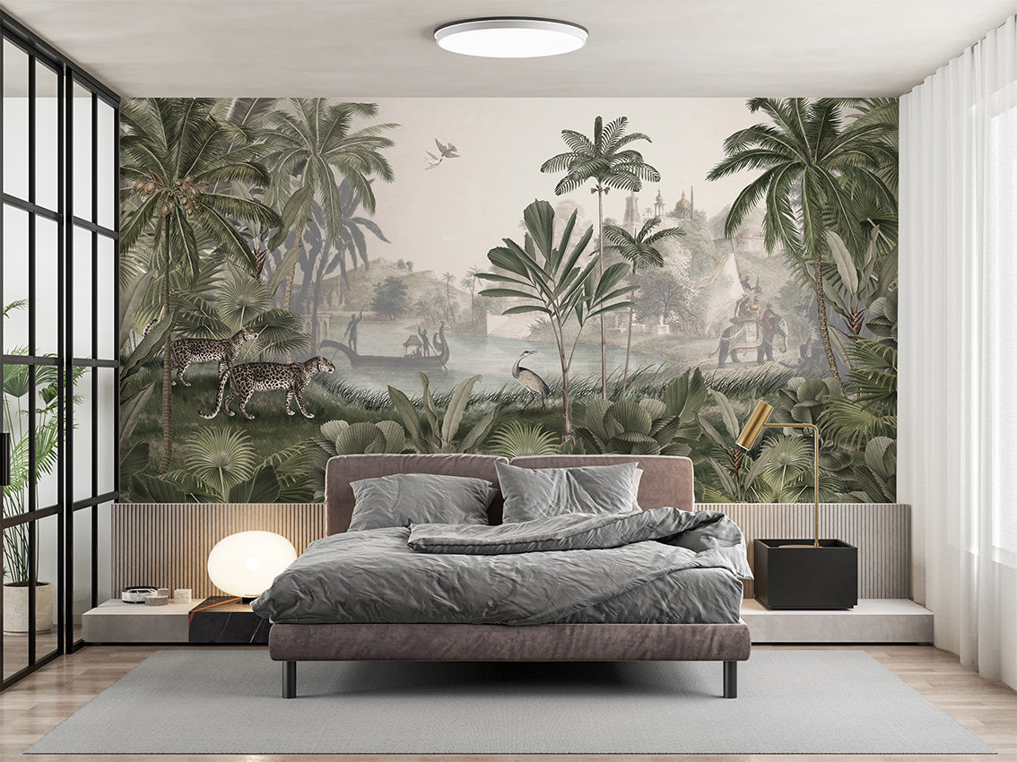 Leopard Landscape Tropical Jungle Wallpaper Mural