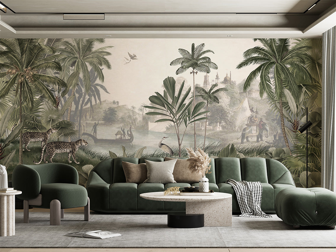 Leopard Landscape Tropical Jungle Wallpaper Mural