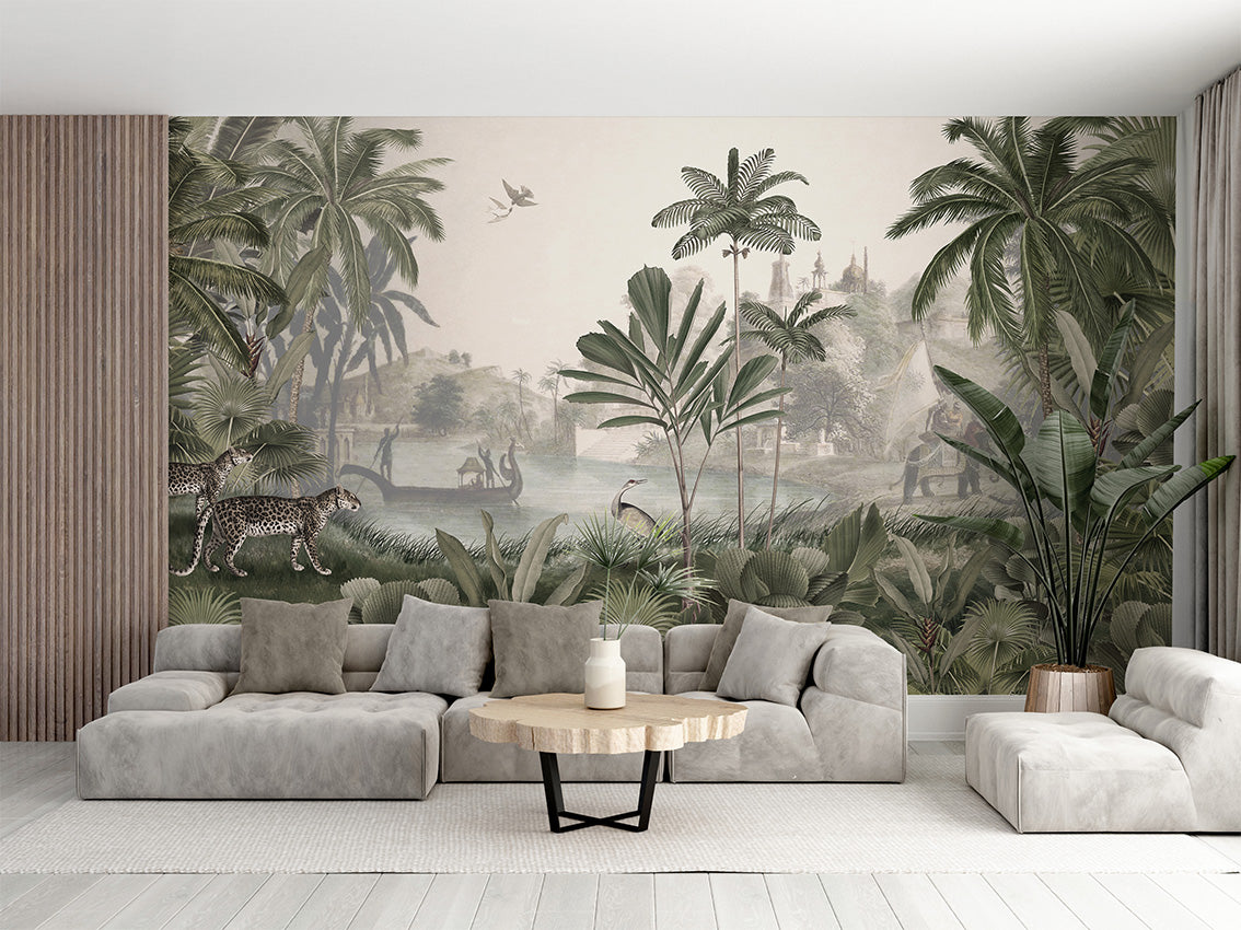 Leopard Landscape Tropical Jungle Wallpaper Mural