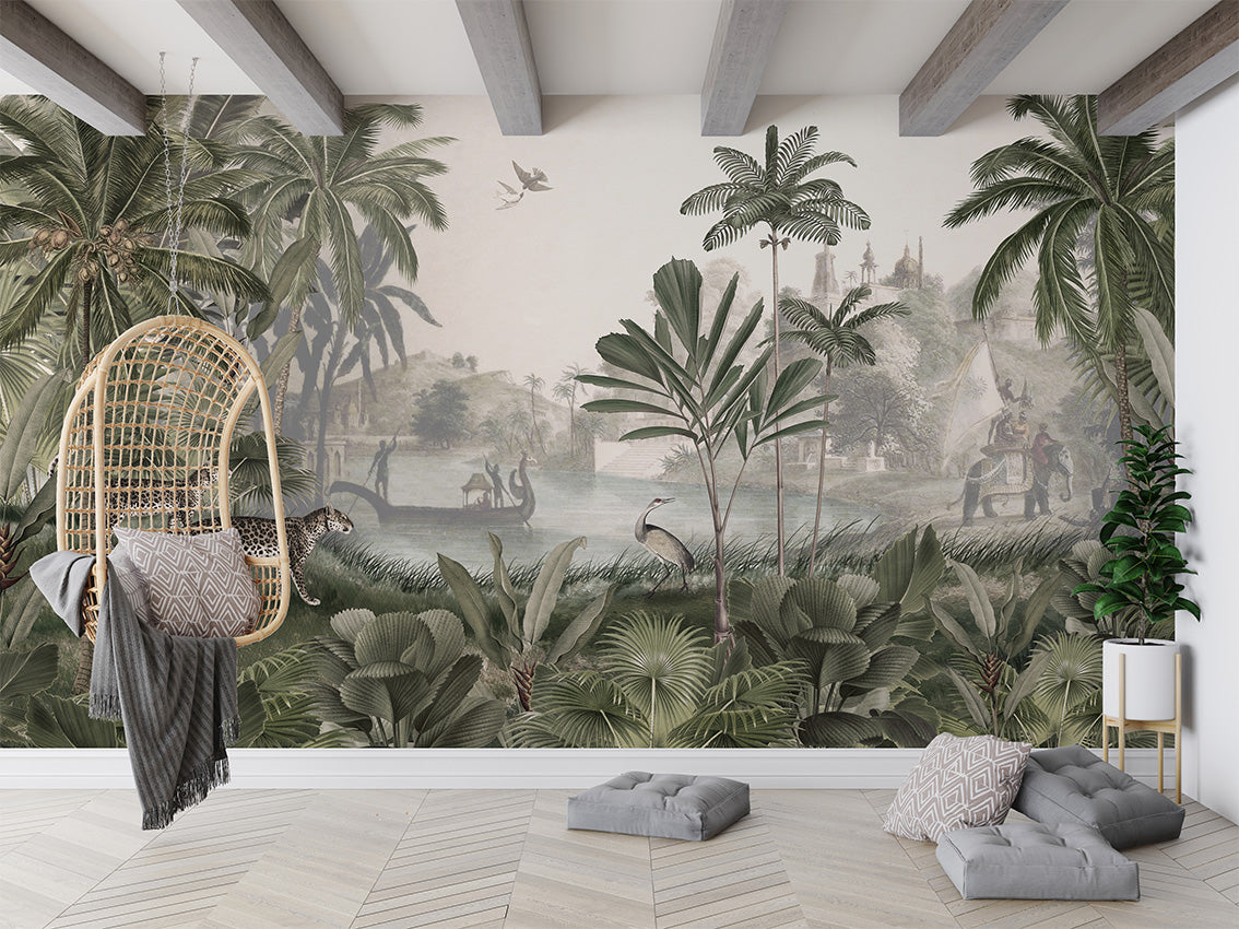Leopard Landscape Tropical Jungle Wallpaper Mural