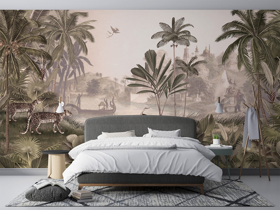 Leopard Landscape Tropical Jungle Wallpaper Mural
