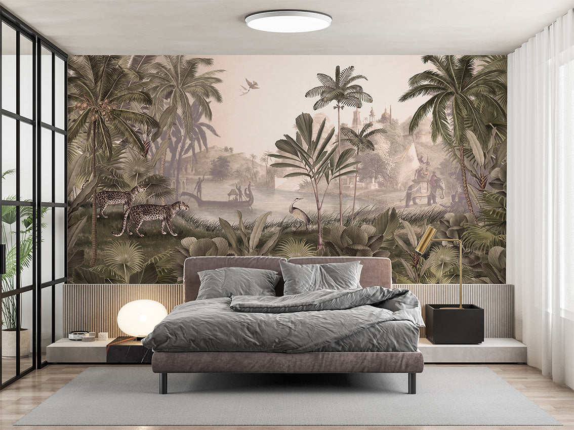 Leopard Landscape Tropical Jungle Wallpaper Mural