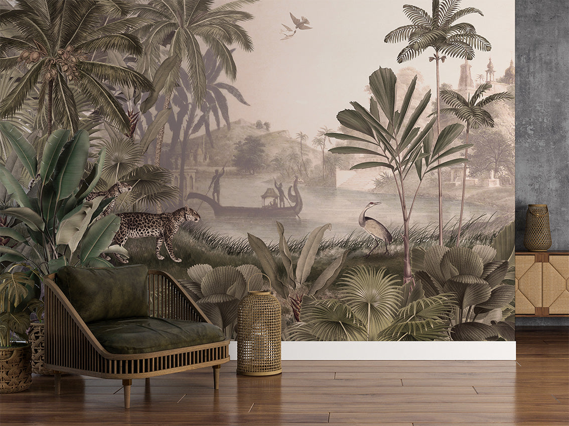 Leopard Landscape Tropical Jungle Wallpaper Mural