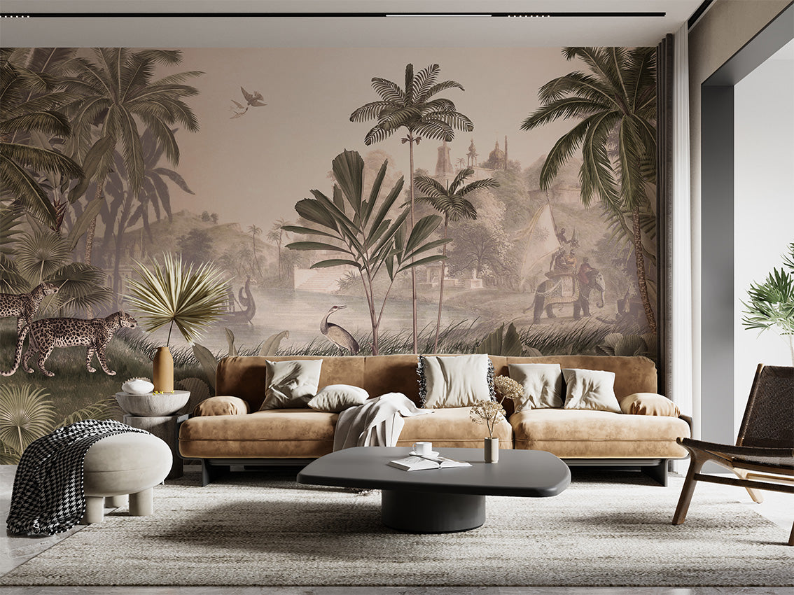 Leopard Landscape Tropical Jungle Wallpaper Mural