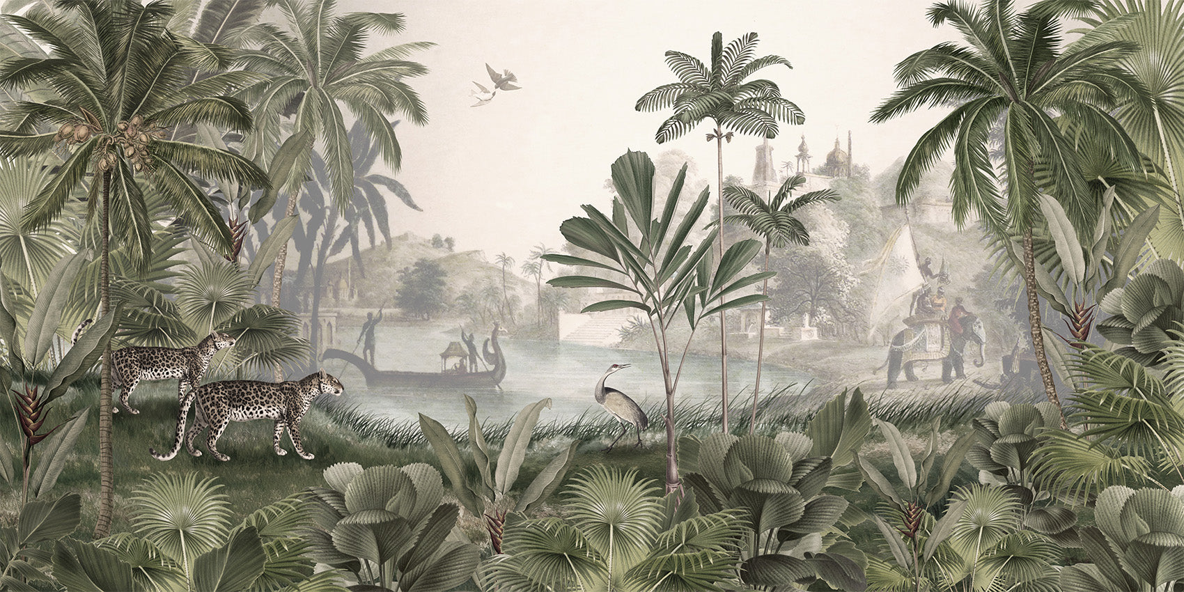 Leopard Landscape Tropical Jungle Wallpaper Mural