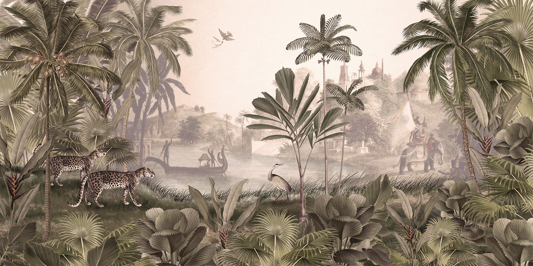 Leopard Landscape Tropical Jungle Wallpaper Mural