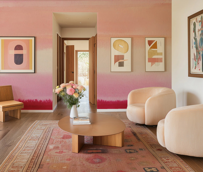 Blush Horizon Abstract Mural Wallpaper