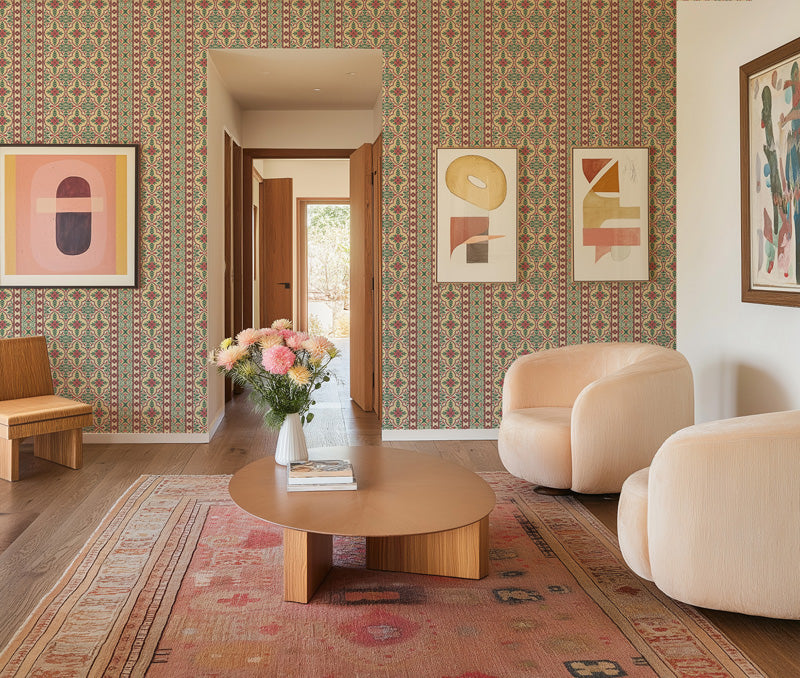 Ornate Floral Tile Wallpaper