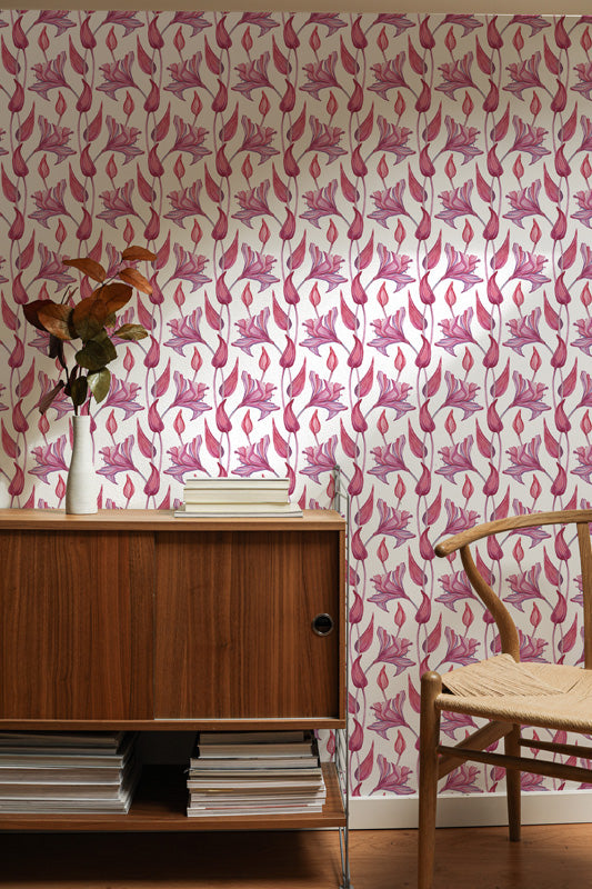 Petal Rhythm – Floral Wallpaper in Pink & Purple