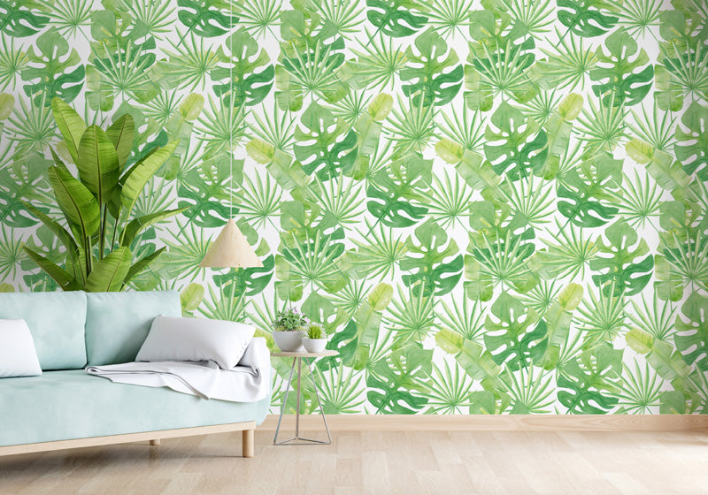 Palm Breeze – Tropical Botanical Wallpaper in Soft Green
