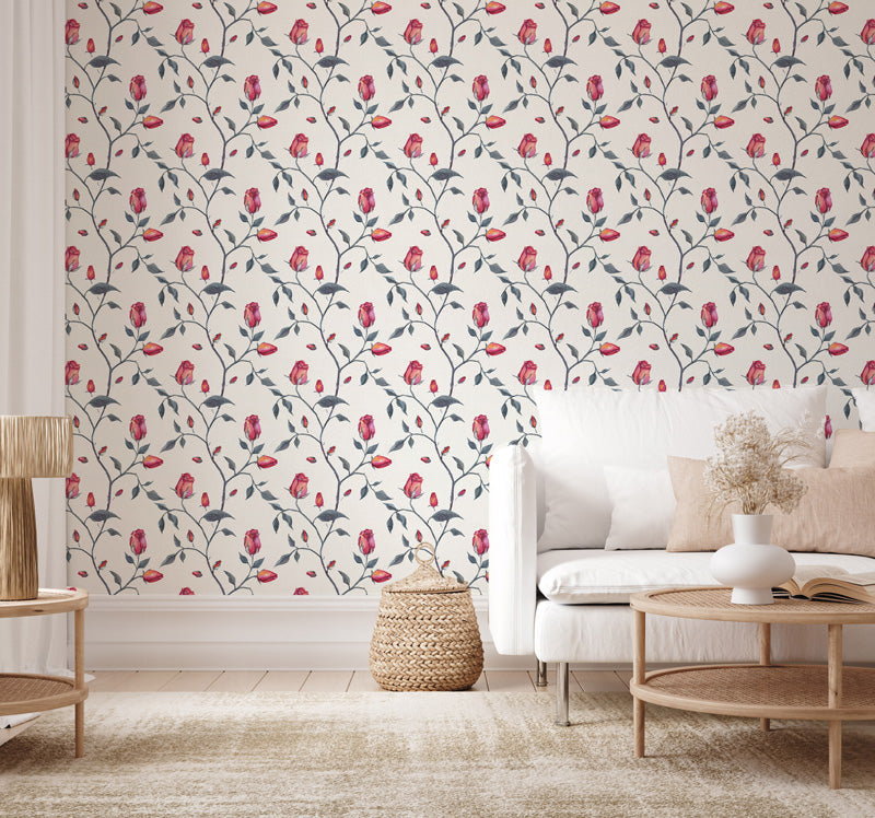 Midnight Rose – Floral Wallpaper in Navy & Cream
