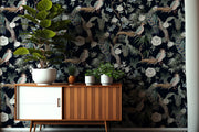 Midnight Peacock Pavilion – Wallpaper in Dark Jewel Tones