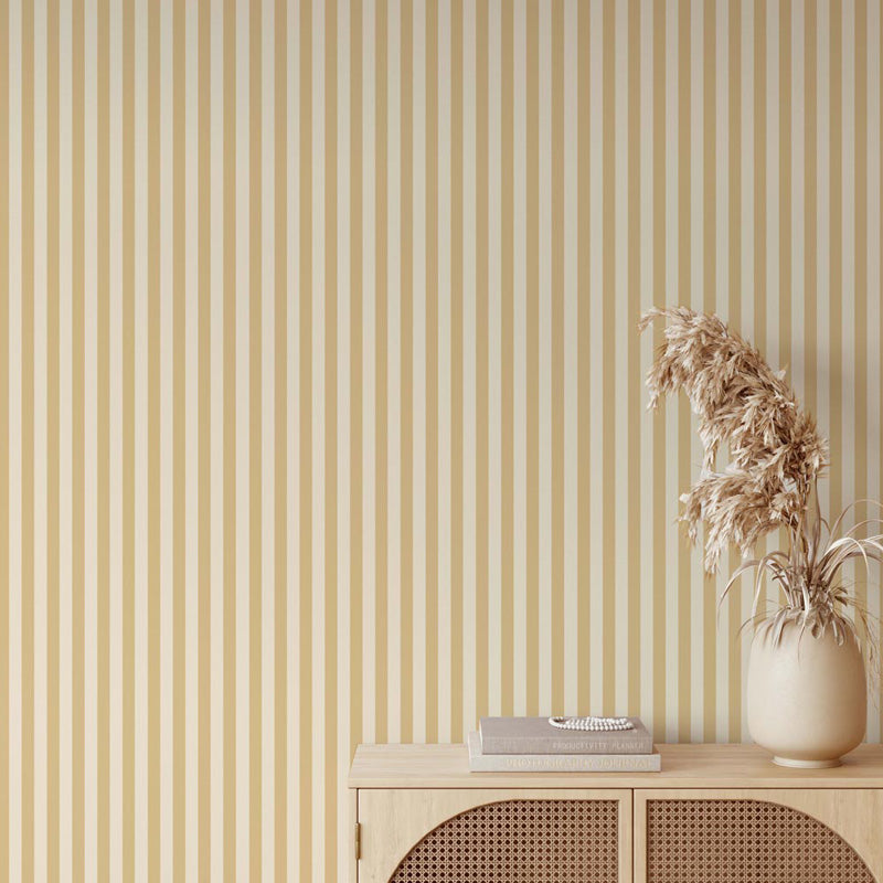Amber Candy Stripe – Wallpaper in Yellow and Cream