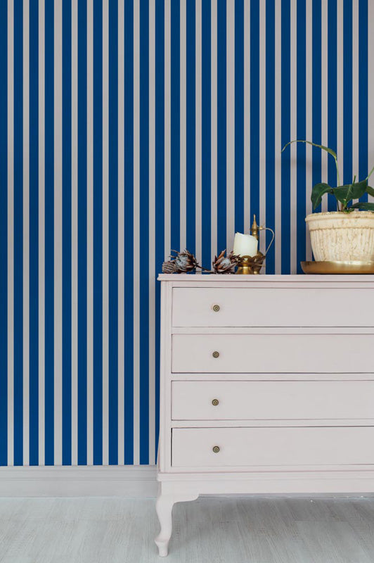 Nautical Bold Stripe – Classic Wallpaper in Deep Blue