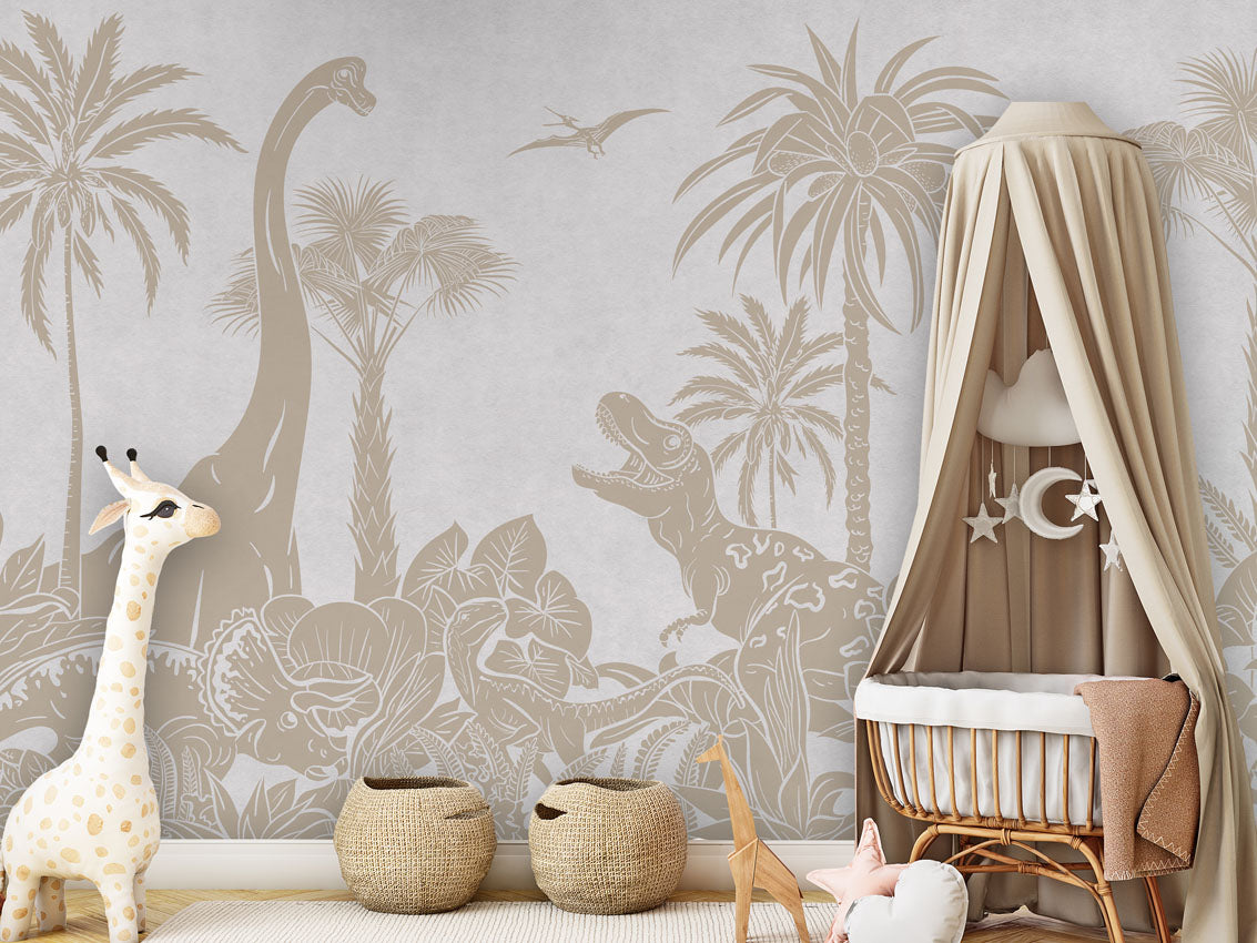 Monochrome Dino Wallpaper Mural