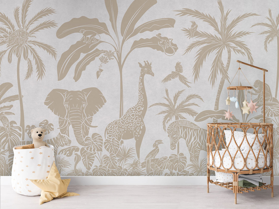 Monochrome Jungle Wallpaper Mural