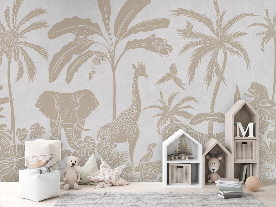 Monochrome Jungle Wallpaper Mural