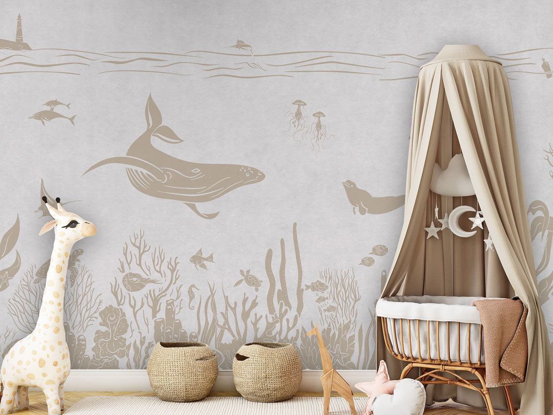 Monochrome Sea Wallpaper Mural