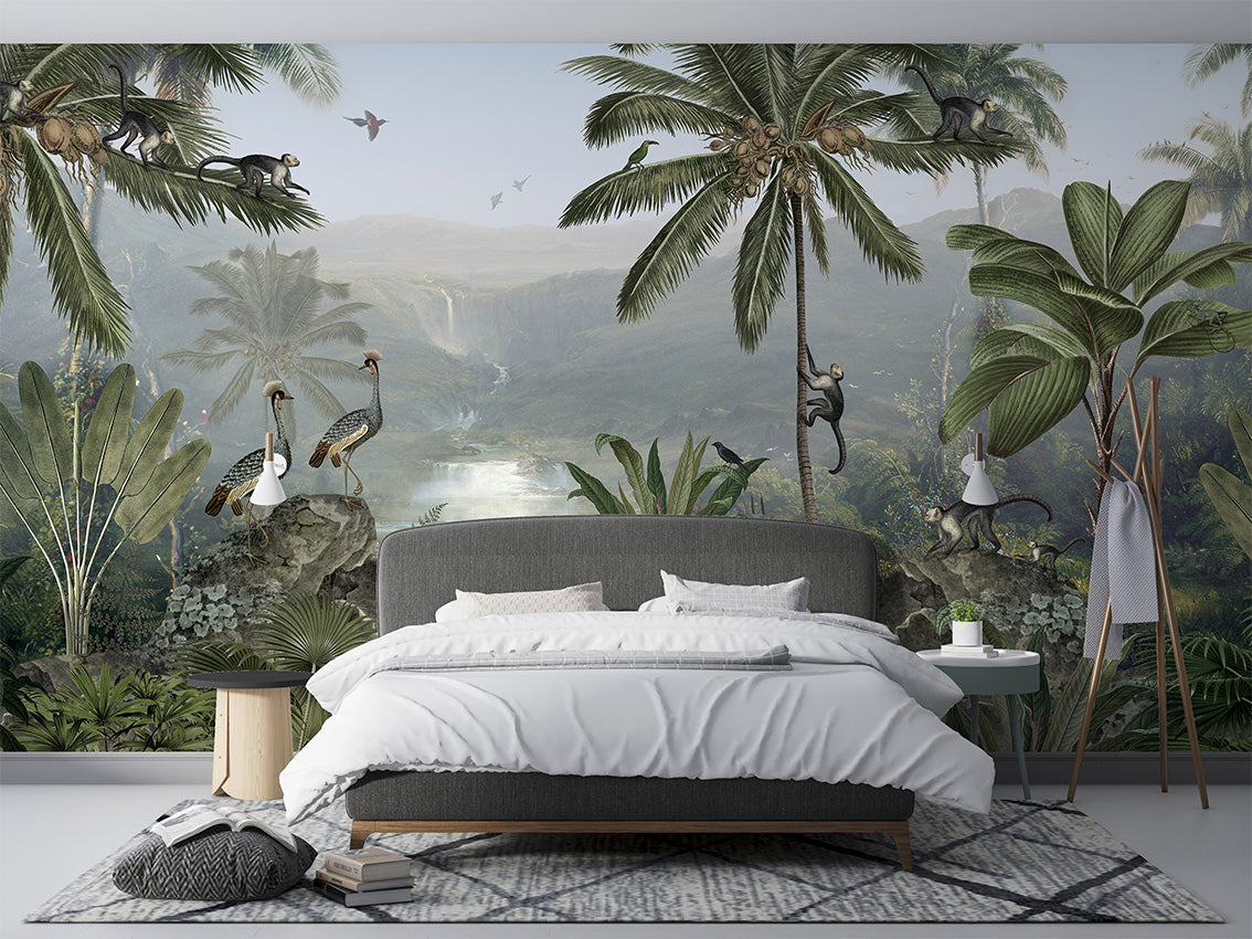 Monkey Sanctuary Tropical Jungle Wallpaper Mural