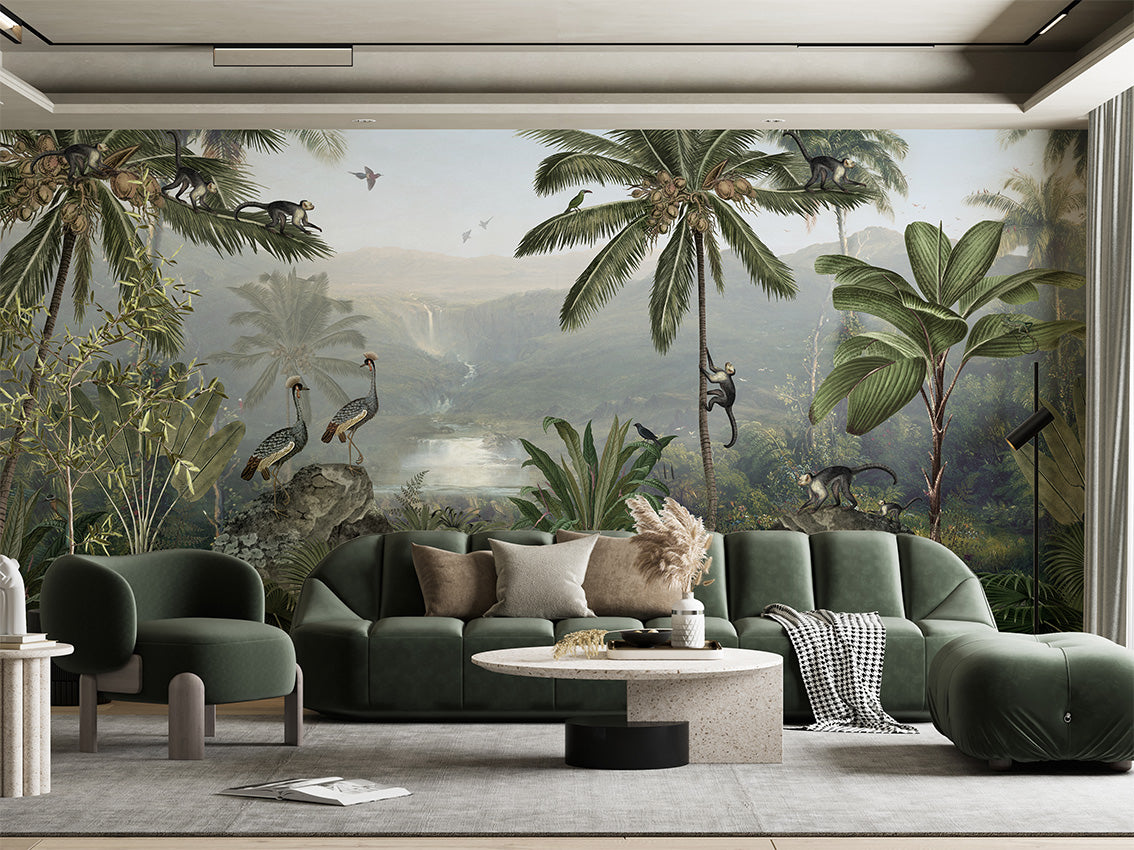 Monkey Sanctuary Tropical Jungle Wallpaper Mural