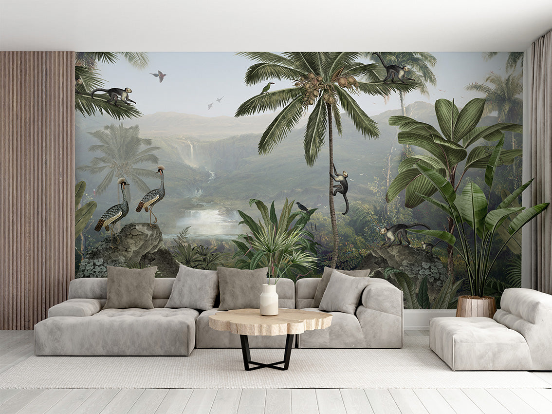 Monkey Sanctuary Tropical Jungle Wallpaper Mural