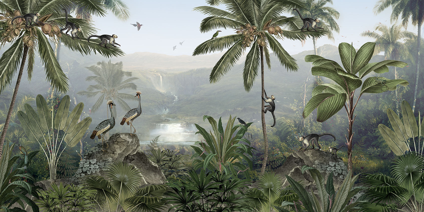 Monkey Sanctuary Tropical Jungle Wallpaper Mural