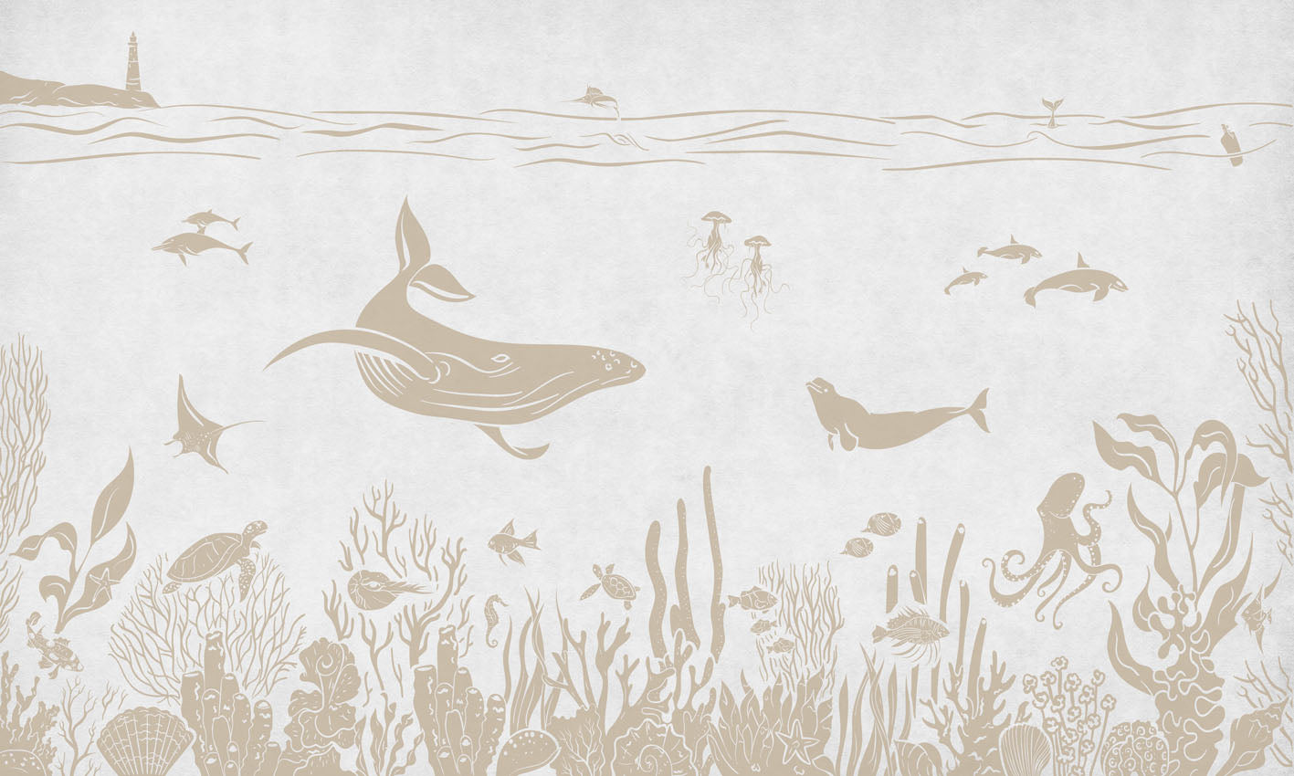 Monochrome Sea Wallpaper Mural