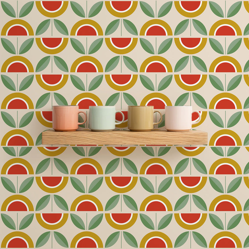 Harvest Arch – Retro Botanical Wallpaper