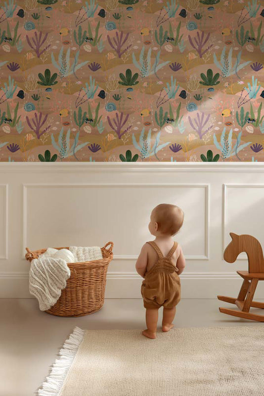 Seabed Treasures – Kids Wallpaper in Coastal Tones