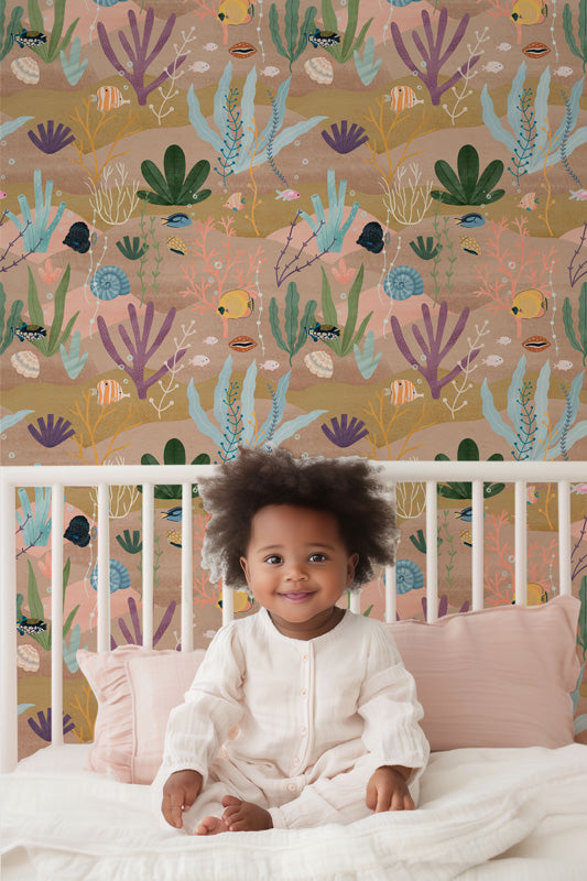Seabed Treasures – Kids Wallpaper in Coastal Tones