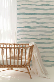 Watercolour Tide Lines – Wallpaper in Soft Coastal Tones