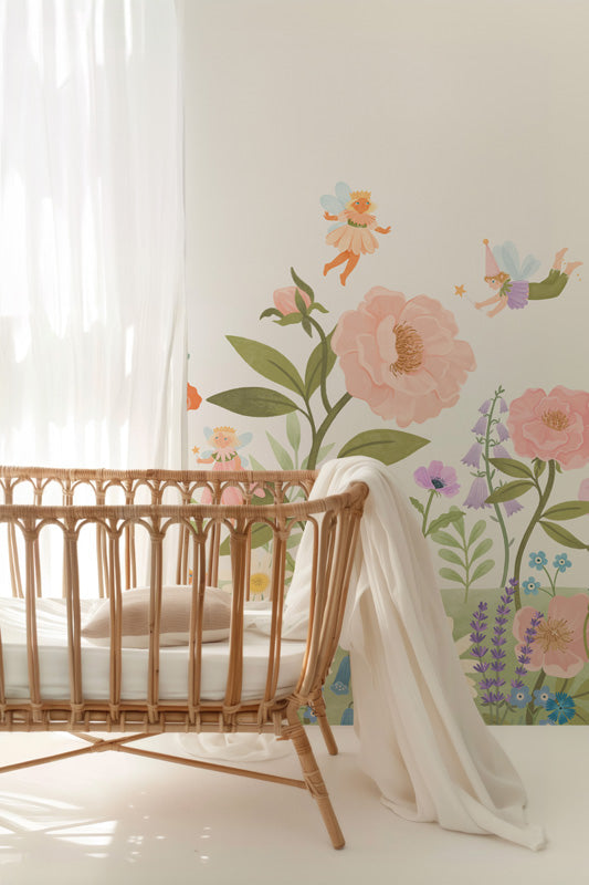 Flower Fairy Garden – Kids Mural in Soft Pastels