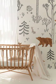 Woodland Friends – Kids Wallpaper in Natural Neutrals