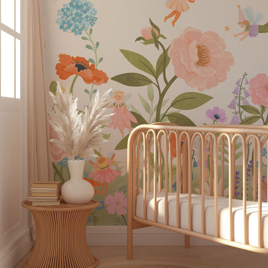 Flower Fairy Garden – Kids Mural in Soft Pastels