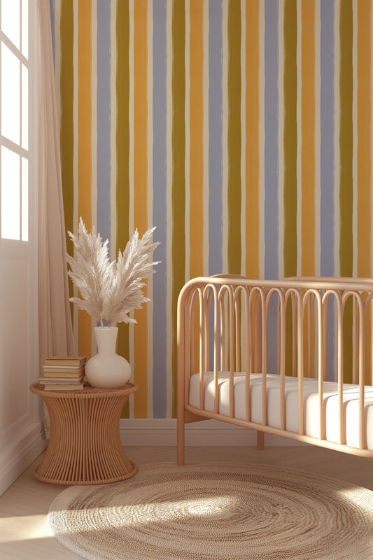 Painterly Stripe – Hand-Painted Striped Wallpaper in Soft Tones
