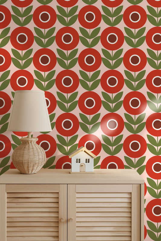 Scandi Bloom – Bold Retro Floral Wallpaper