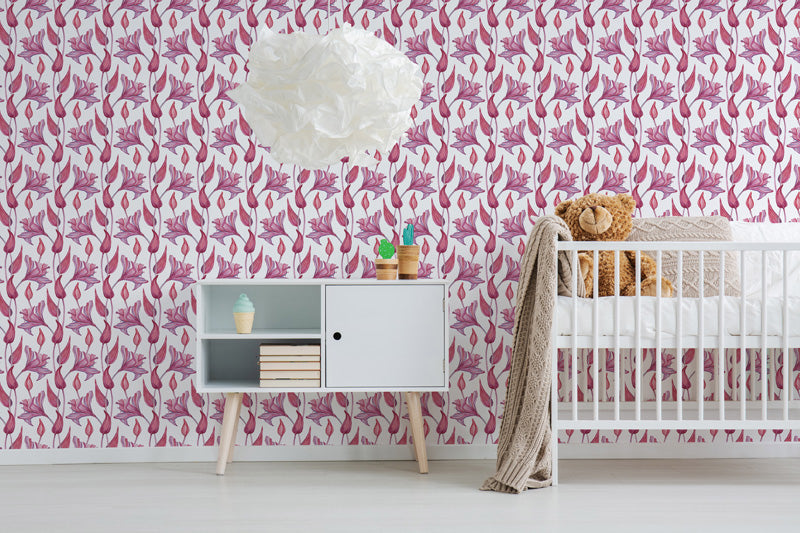 Petal Rhythm – Floral Wallpaper in Pink & Purple