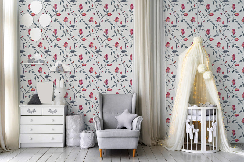 Midnight Rose – Floral Wallpaper in Navy & Cream
